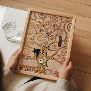 Cat Print Tree Of Life Famous Klimt Art Print Wall Art Decor Gift 8x10” Framed